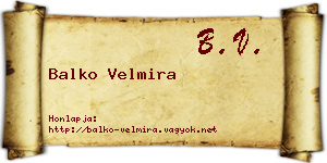 Balko Velmira névjegykártya